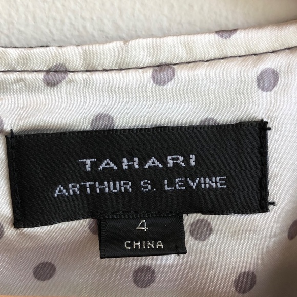 Tahari by Arthur S. Levine Belted Split Neck Sheath Dress - Size 4, gray - Picture 8 of 9